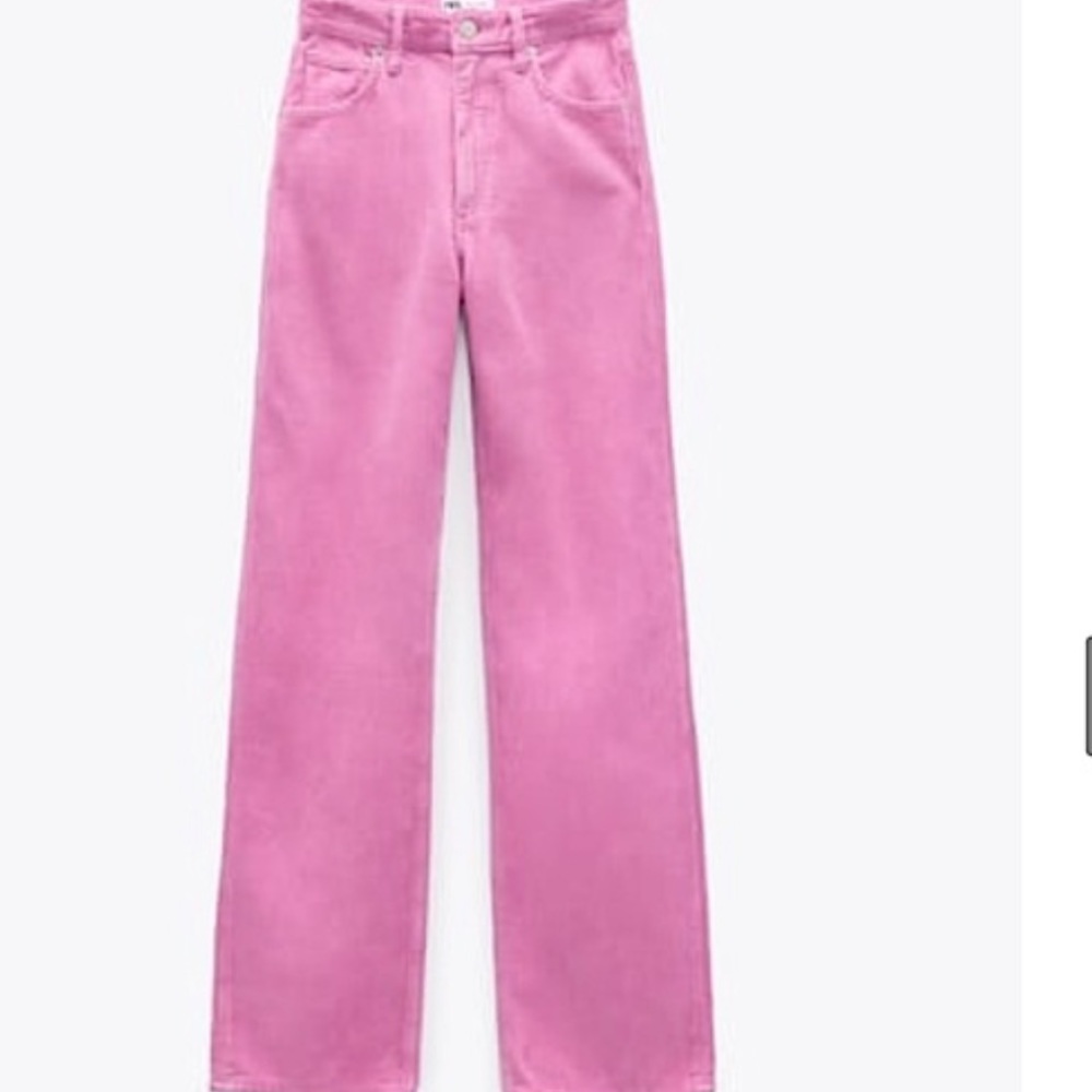 Zara Bubble Gum Pink Corduroy Wide Leg Jeans